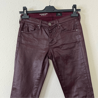 Adriano Goldschmied Burgundy Coated The Legging Ankle Skinny Pants Size 24R
