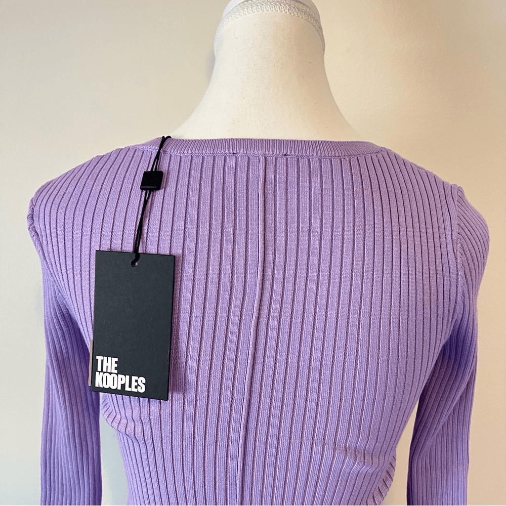 The Kooples Ribbed V-Neck Knitted Sweater NEW Size XS in Lilac