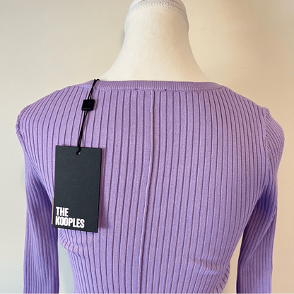 The Kooples Ribbed V-Neck Knitted Sweater NEW Size XS in Lilac