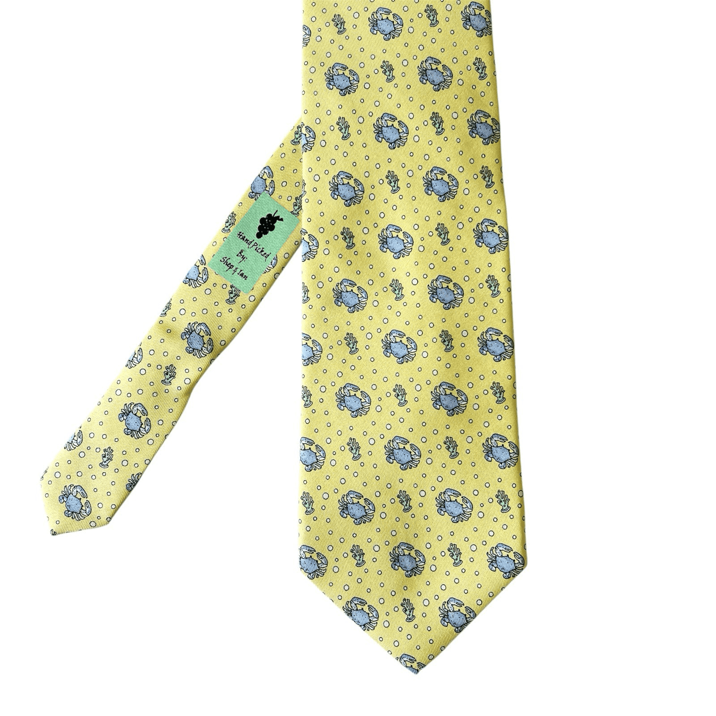 Vineyard Vines Neck Tie Silk Yellow Crab Under The Sea Preppy Mens
