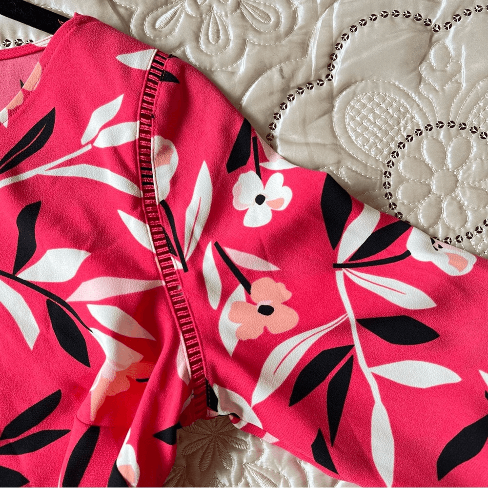 Talbots Pink Floral 3/4 Bell Sleeves Blouse Size XS