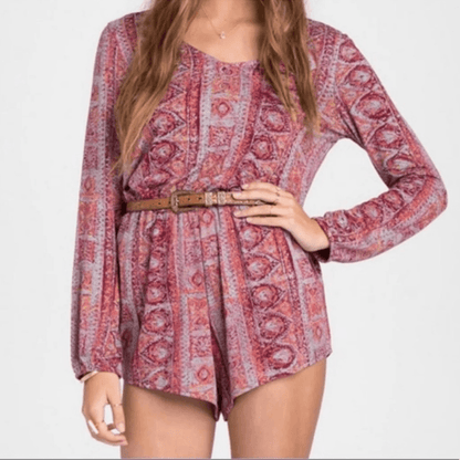 Billabong See the Sun Long Sleeve Bohemian Romper Size Small
