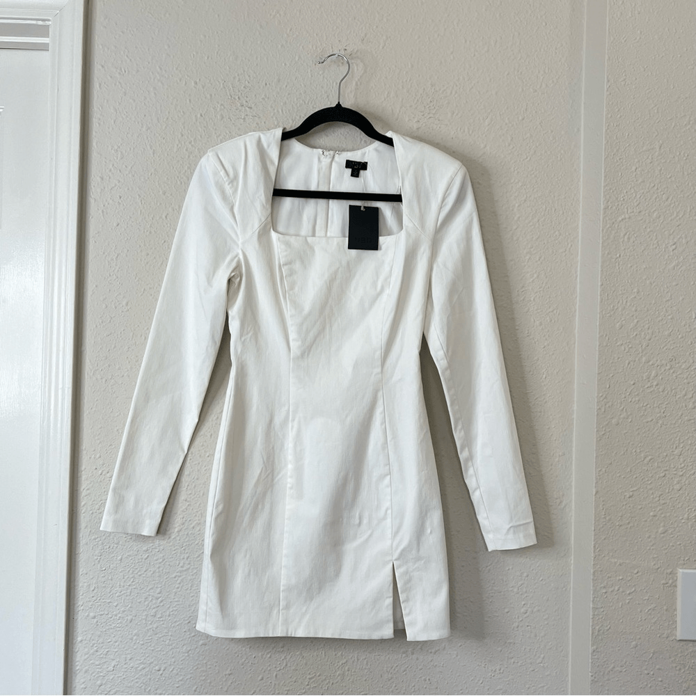 Revolve NBR Long Sleeve Hastings Mini Dress in White NEW Size Small
