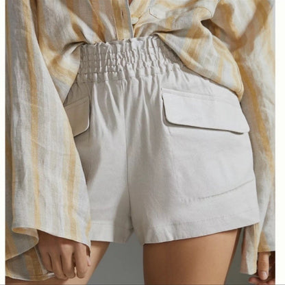 Anthropologie Maeve Linen A-Line Shorts in Stone NEW Size XL