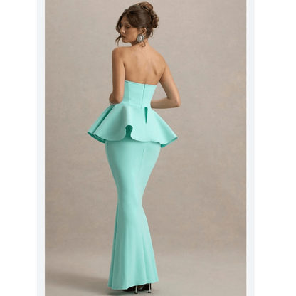 Club L London Louisiana Mint Bandeau Peplum Maxi Dress NEW Size US 10