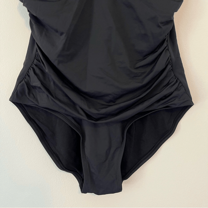 Tommy Bahama One Piece Black Swimsuit Size 10 V Neck Ruched