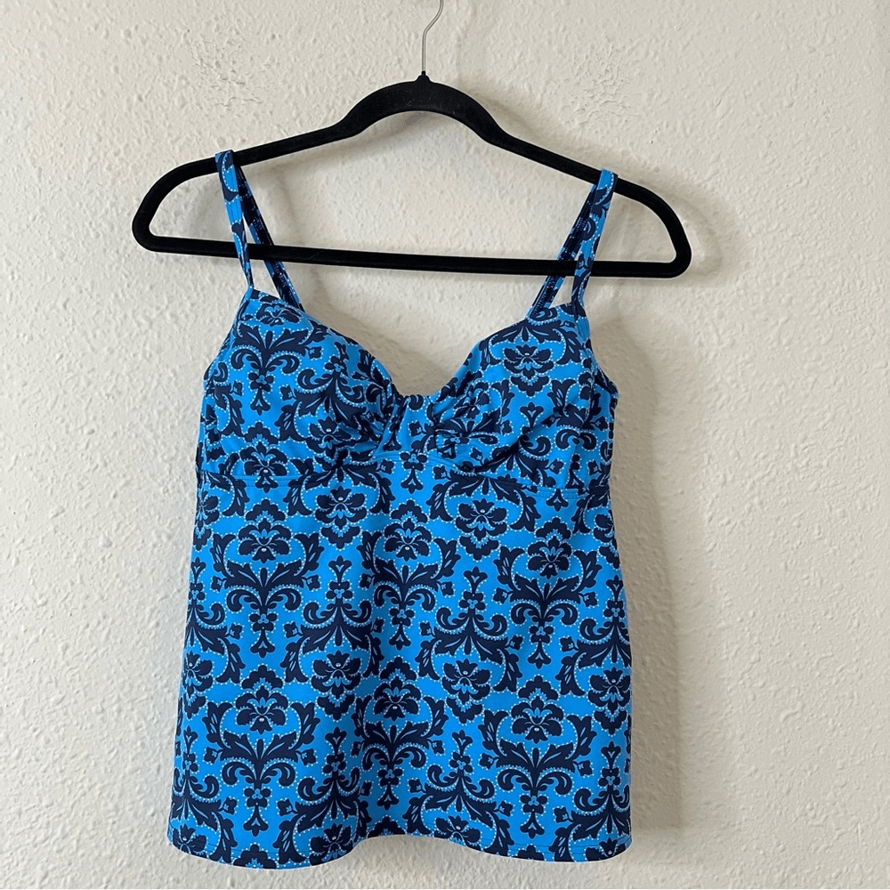 Lands End Tankini Swimsuit Top Size 6 Blue Printed