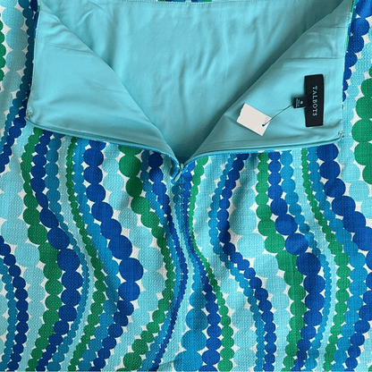 TALBOTS Wavy Dots Cotton Pencil Skirt NEW Size 16  Island Turquose