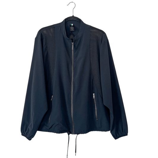 2LIV Athletic Jacket Black Zip Up Lightweight Jacket Mesh Accents Plus Size 1X
