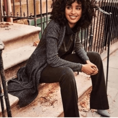 Cabi Cloak Black Marled Knit Longline Duster Cardigan Style #3530 Size Medium