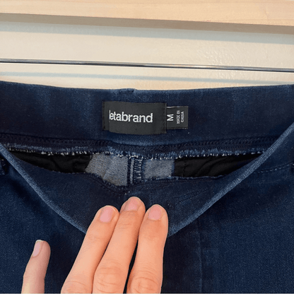 Betabrand Pull On Denim Stretch Straight Leg Yoga Jeans Dark Wash Size Medium