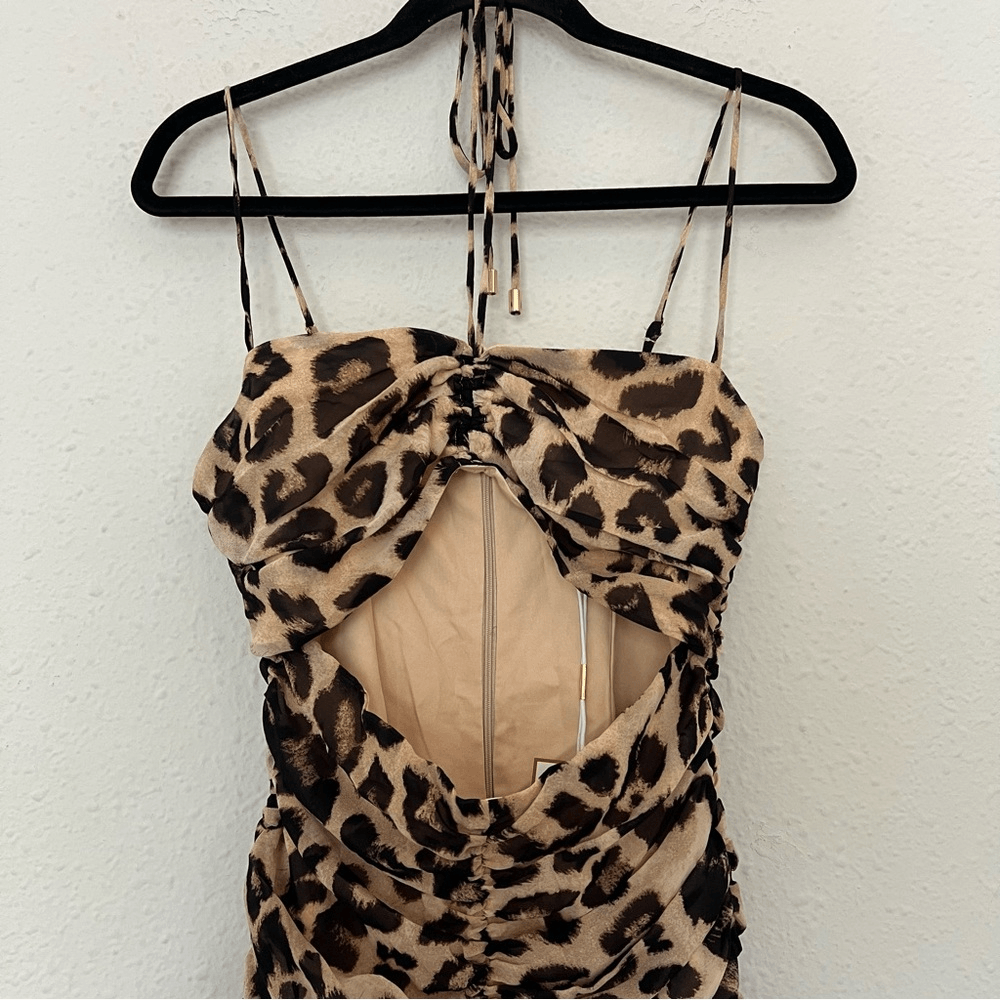 Runaway The Label Acadia Leopard Mini Dress NEW Size Small