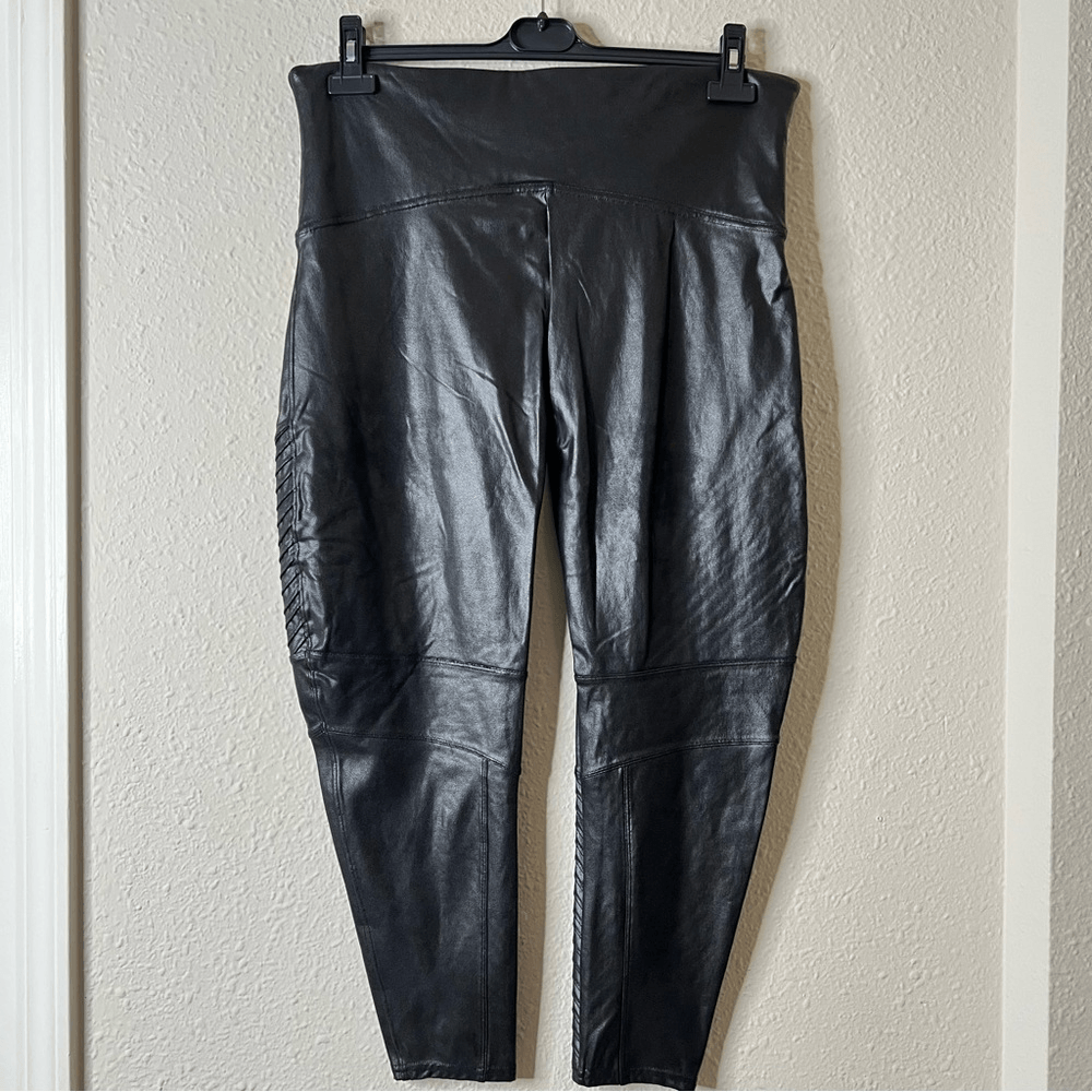 SPANX Faux Leather Moto Leggings Black NEW Plus Size 3X Petite