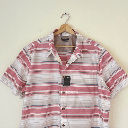 Eddie Bauer Men's Short Sleeve Striped On The Go Button Down Shirt NEW Size 2XL
