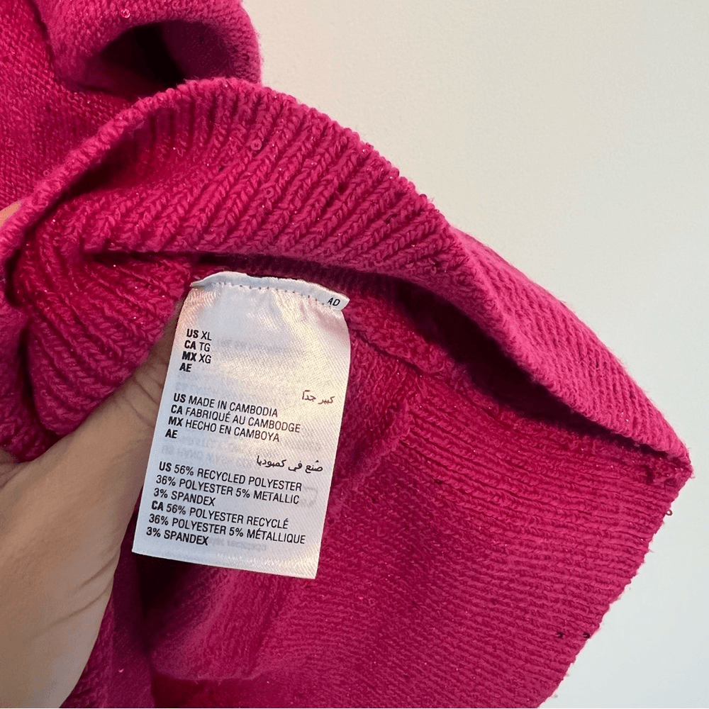 INC International Concepts Pink V-Neck Shine Sweater NEW Size XL