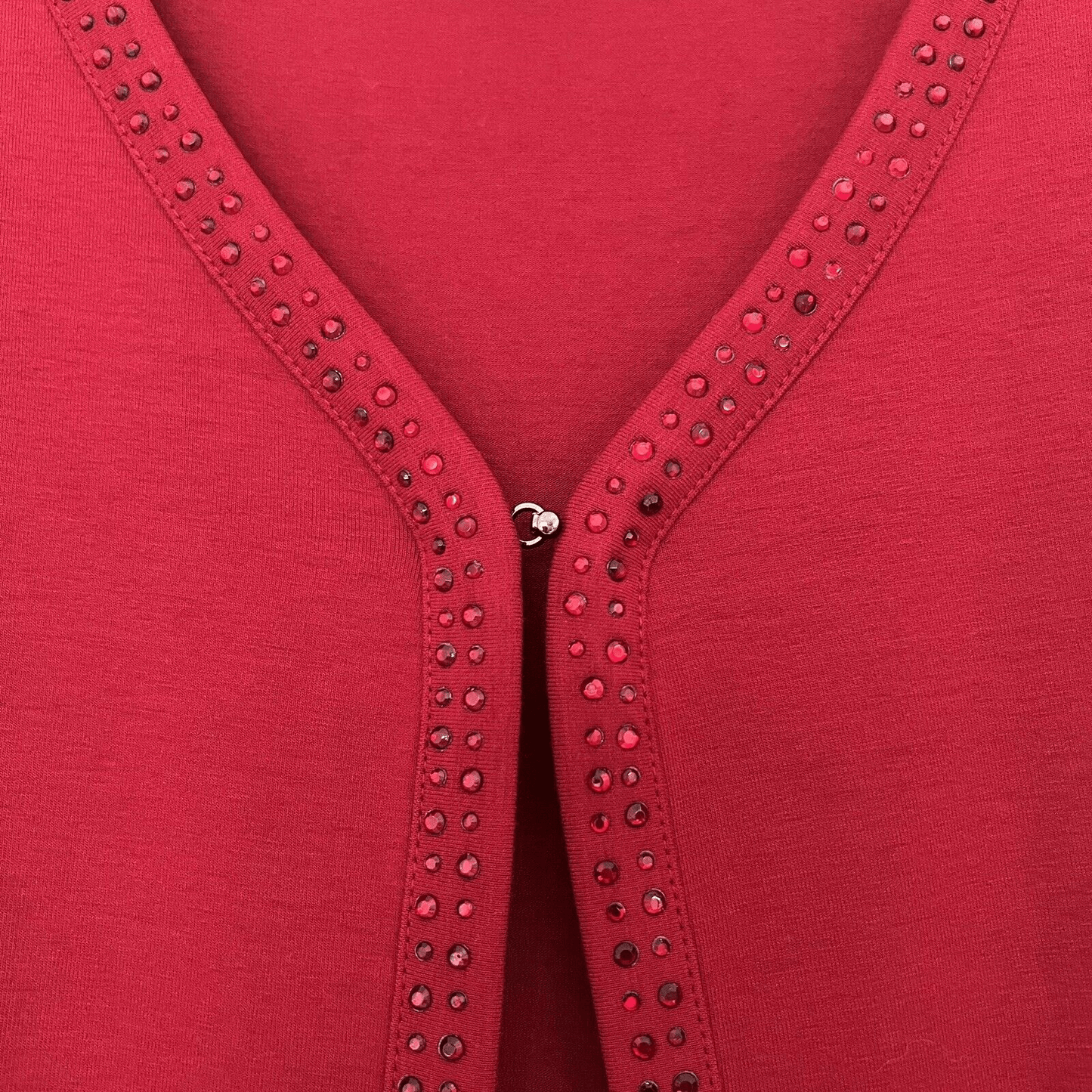 Talbots Open Front Rhinestone Embellishment Cardigan Blouse in Red Size Large
