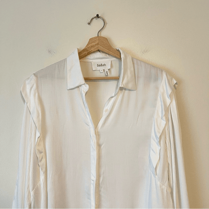 BA&SH Alia Lady Shirt in Ecru / Off White Long Sleeve Size Large US 8