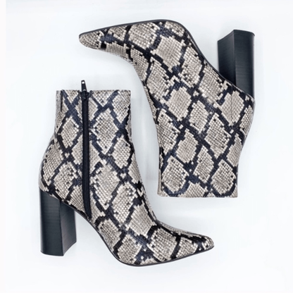 Jeffrey Campbell Raven Snake Print Heel Booties Size 8,5 M