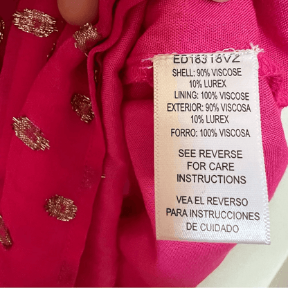 En Creme Pink Metallic Ruffled Maxi Dress Size Medium NEW