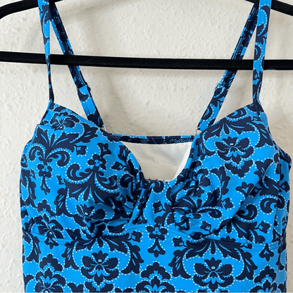 Lands End Tankini Swimsuit Top Size 6 Blue Printed