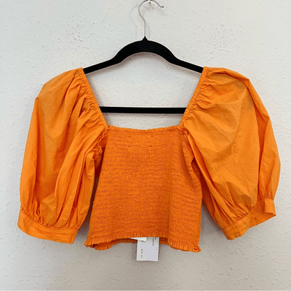 Xirena Issa Smocked Crop Top NEW in Orange Size Small