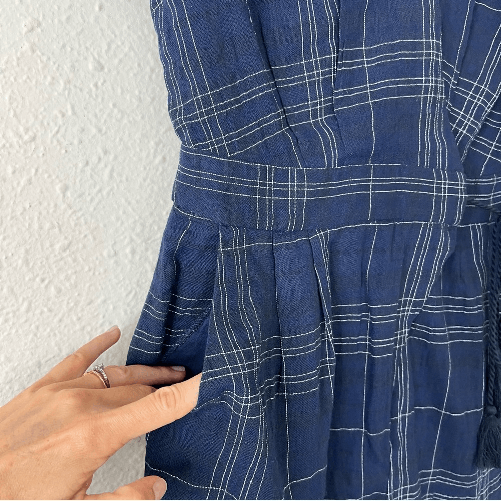 Anthropologie Greylin Misla Cotton Blend Wrap Plaid Romper  Size Small