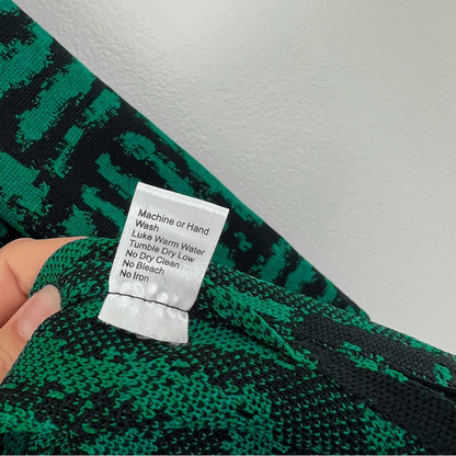 Ming Wang Knit Cardigan Jacket in Green and Black Plus Size 3X Open Front