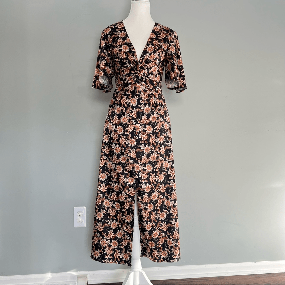 Acler Tippet Floral Flutter Sleeve Midi Dress Size 2