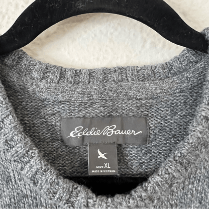 Eddie Bauer Fair Isle Wool Blend Crew Neck Sweater Size XL in Gray