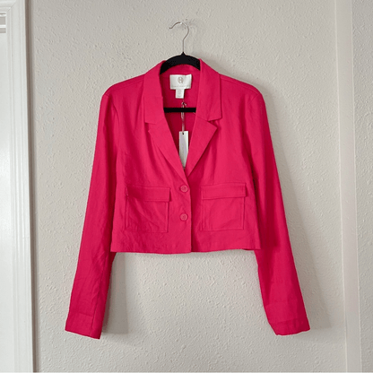 House of Harlow Linen Blend Blazer in Pink NEW Size Medium