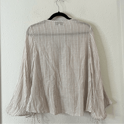 Derek Lam 10 Crosby Striped Long Sleeve Blouse Size 6 Cotton Neutral Classic