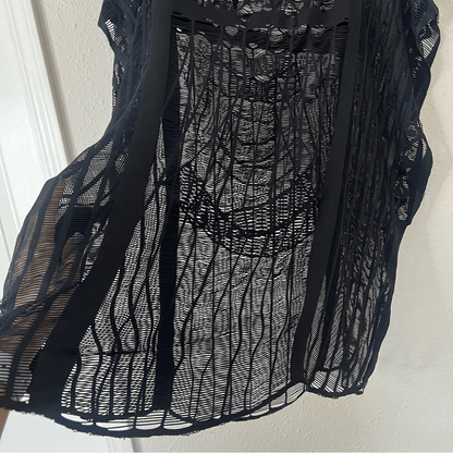 Black Lace Swim Cover Up Poncho Dress