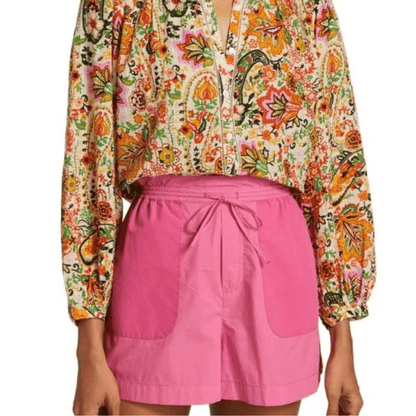 Ba&sh Bianca Long Sleeve Floral Blouse In Vert Small NEW Bohemian