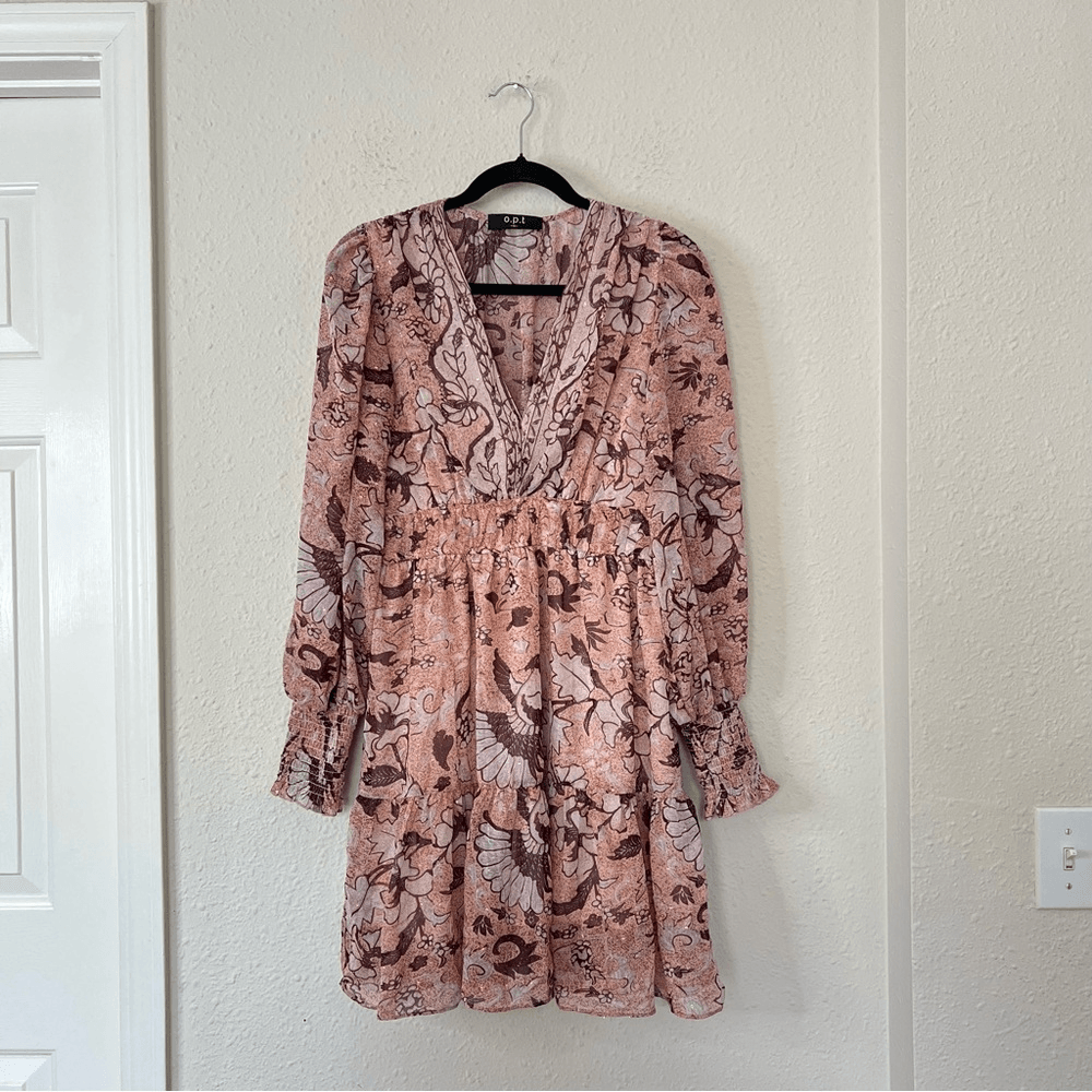 Anthropologie OPT Floral Long Sleeve Mini Dress Size Medium