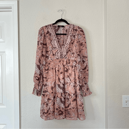 Anthropologie OPT Floral Long Sleeve Mini Dress Size Medium