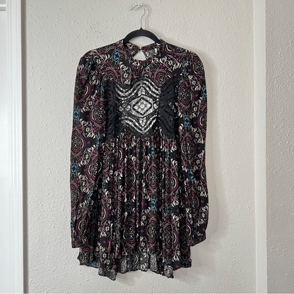 Free People Sweet Thang Printed Black Tunic Combo Size Small