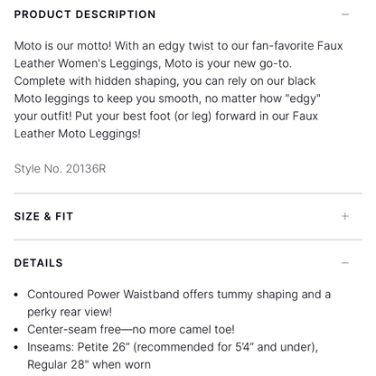 SPANX Faux Leather Moto Leggings Black NEW Plus Size 3X Petite