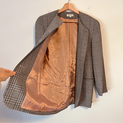 Vintage Talbots Plaid Collarless Blazer Size 4 Academia Career Office