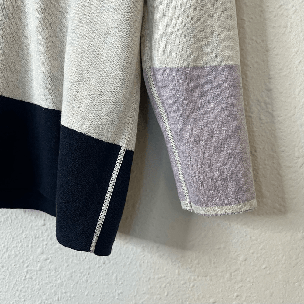 J. Jill Reversible V-Neck Colorblock Sweater Large Petite