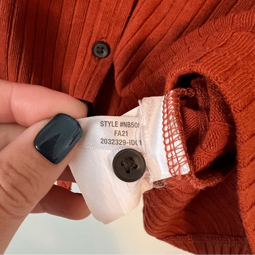 Madewell Ribbed Polo Button-Front Tee in Rust Size Small Short Sleeve