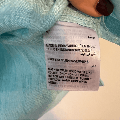 Charter Club Linen Bell Sleeve Blouse Top Size Medium