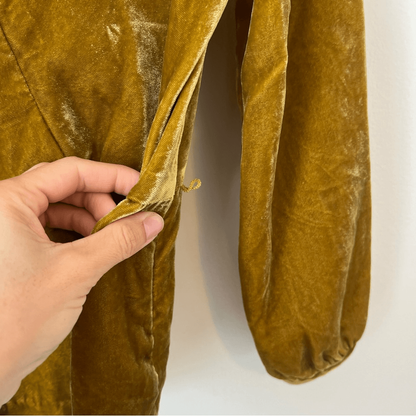 J. Crew Faux Wrap Velvet Long Sleeve Blouse Size 2 in Mustard Yellow