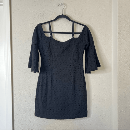 Free People Sophia Black Eyelet Crochet Mini Dress Bodycon Revolve
