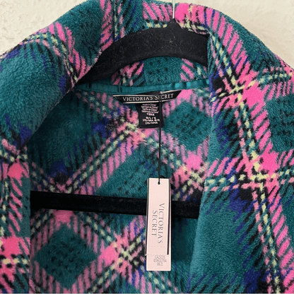 Victoria’s Secret Plaid Plush Velour Plaid Robe NEW Size M/L