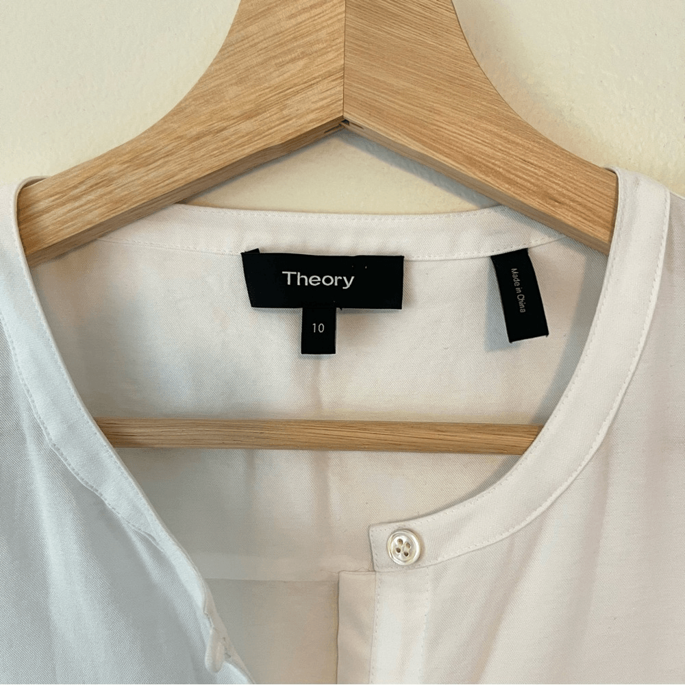 Theory New Shirt Maxi Dress In Florian Twill Sleeveless White Size 10