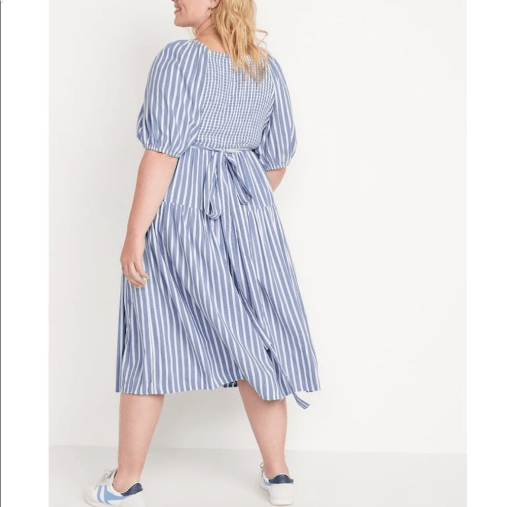 Old Navy Waist-Defined Striped Tie-Belt Midi Wrap Dress NEW Plus Size 4X