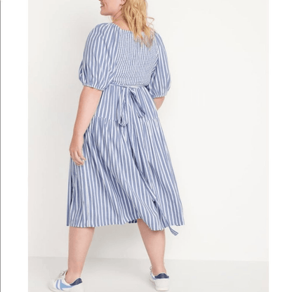 Old Navy Waist-Defined Striped Tie-Belt Midi Wrap Dress NEW Plus Size 4X