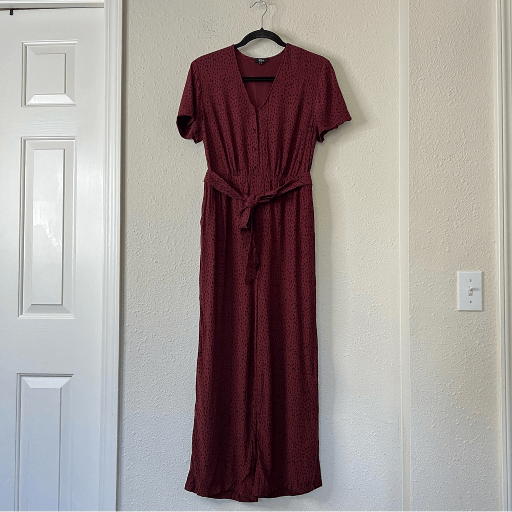 Rails Rust Spotted Jet V Neck Wide Leg Jumpsuit Size Small
