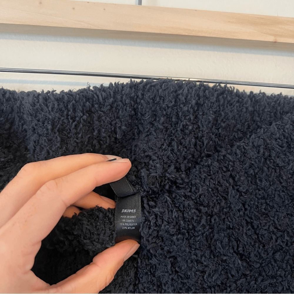 SKIMS Cozy Knit Fuzzy Teddy Sherpa Pants in Black Wide Leg Stretch Lounge