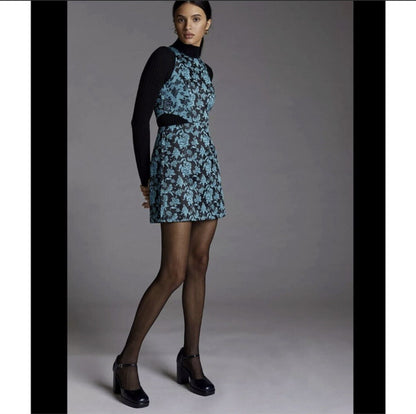 Anthropologie Hutch Floral Jacquard Cut-Out Mini Dress NEW Size 10